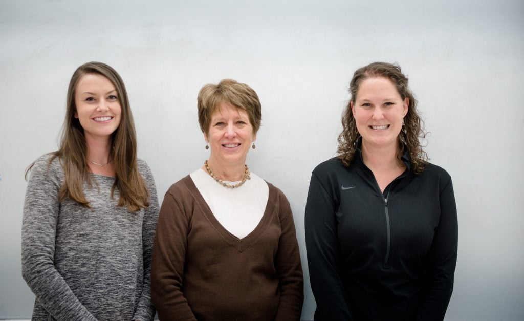 MLS Faculty & Staff: Kelsey Johnson (MLS Clinical Practicum Coordinator), Karyn Fay (MLS Program Director), Brigitte Morin (Lecturer)