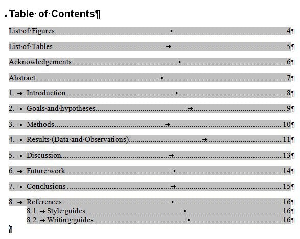 Example parts of a thesis abstract