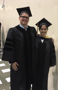 Joel Beatty and Stefka Hristova wearing graduation robes