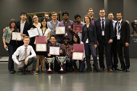 Awards ceremony Photo courtesy of TU Darmstadt includes Michigan Tech  participant Krishna Tej Bhamidipati with the other universities on the team