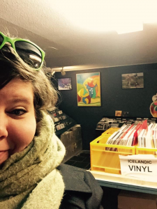 A selfie at 12 Tonar, an awesome record store in Reykjavik, Iceland, November 2016.