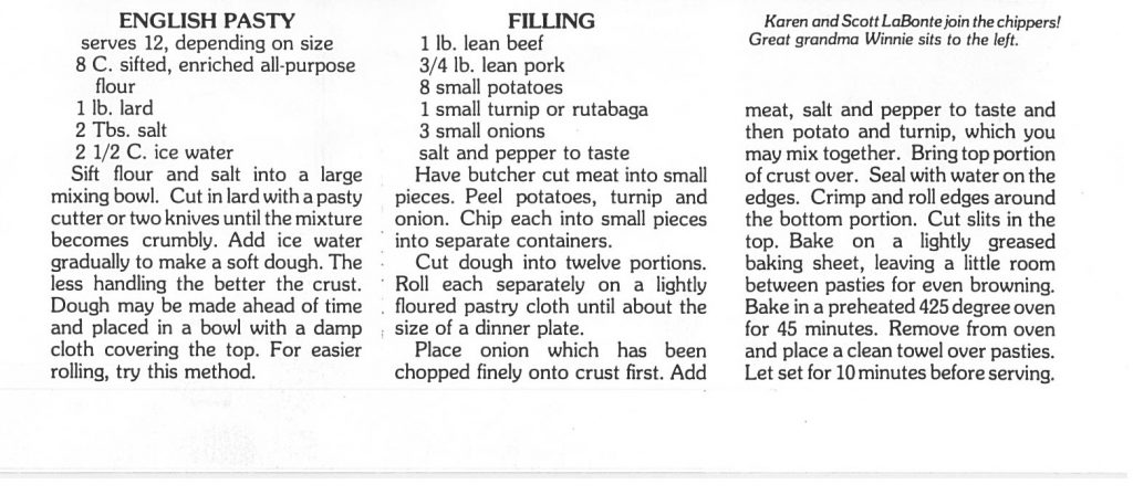 Text of pasty recipe