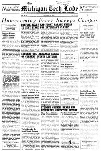 Front page, Michigan Tech Lode,  October 22, 1948.