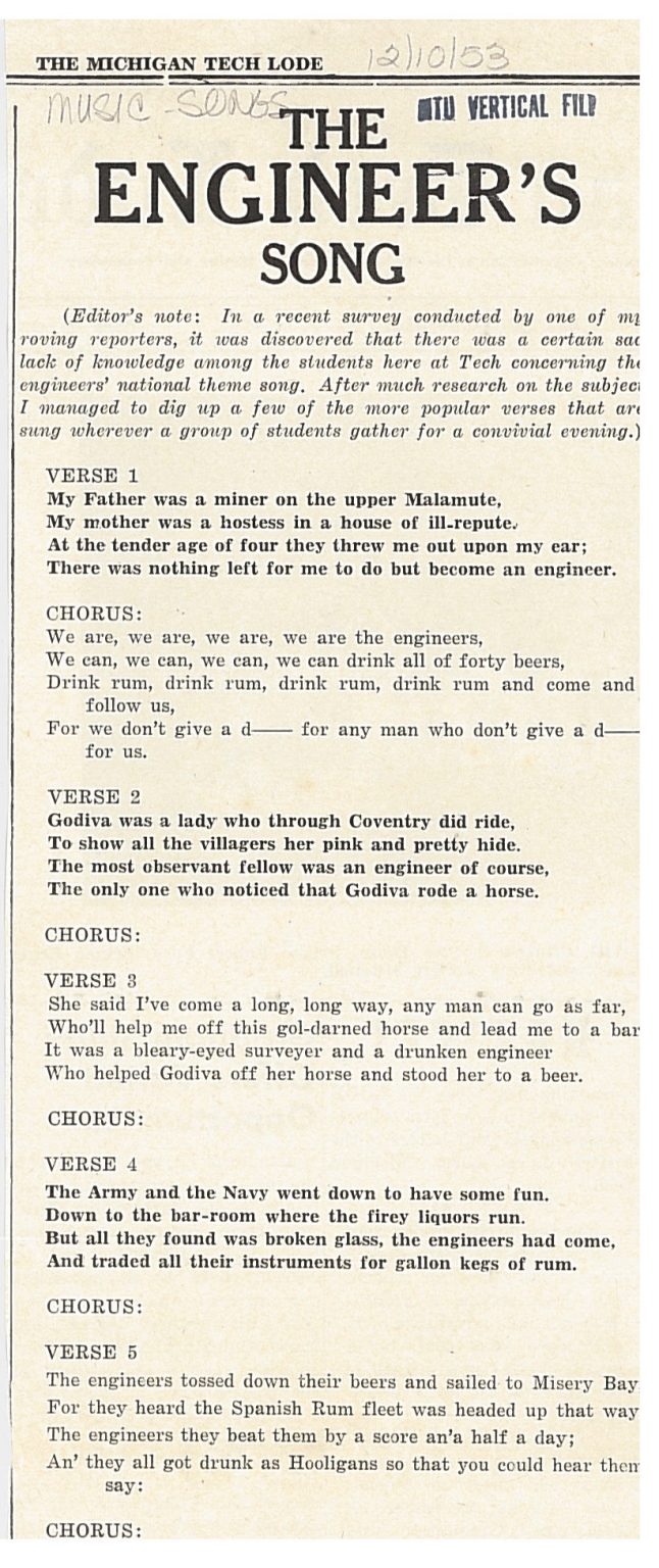 Flashback Friday That's Why We Sing It Here Michigan Tech Archives Blog
