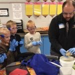 Students waiting to dissect a sheep heart