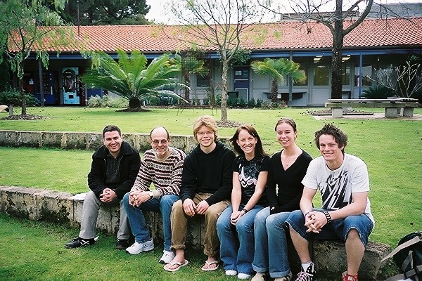 Tom with students in Perth