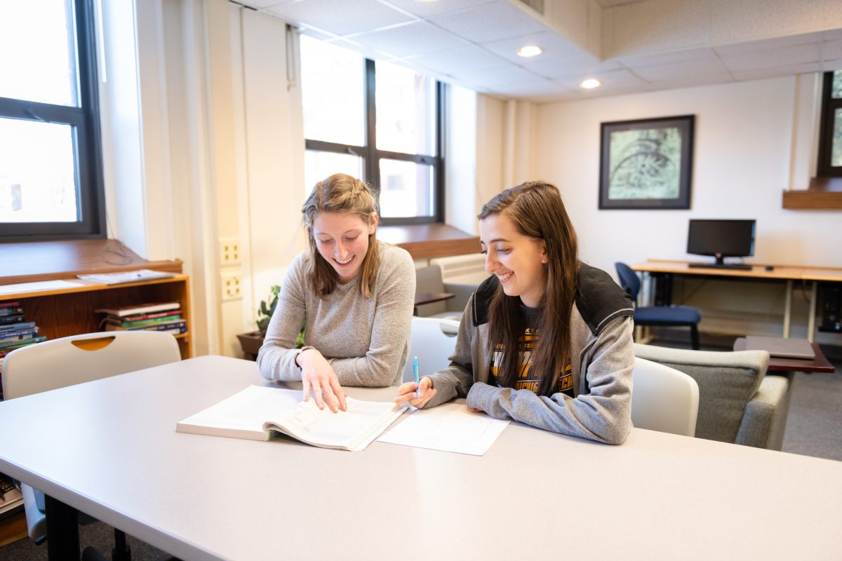 Two students in learning center