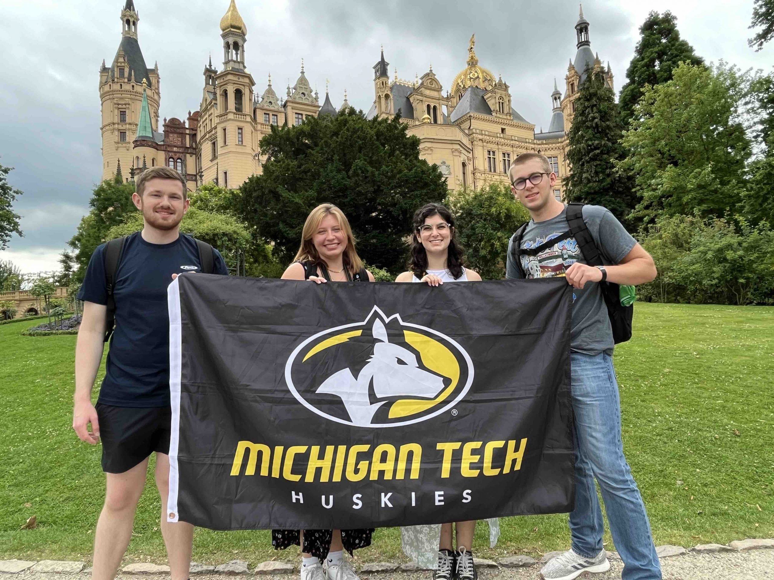 Students in Germany with MTU flag