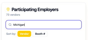 Participating Employer search panel for a job location of "Michigan"