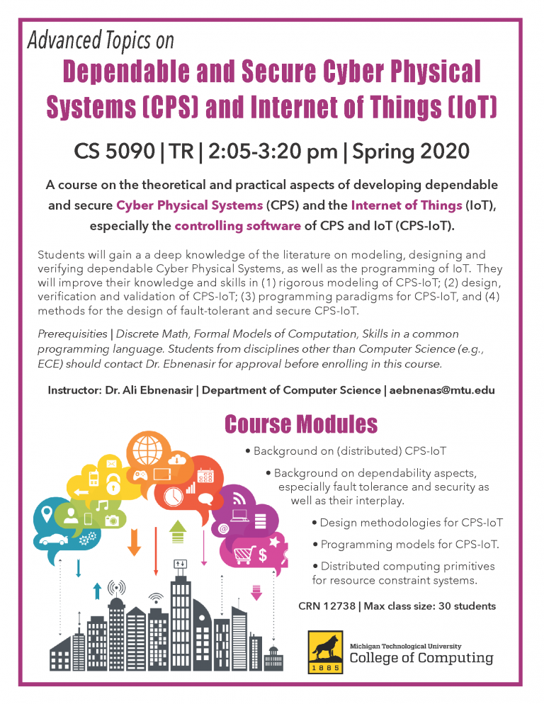 Dependable and Secure CPS and (IoT) Course Offered Next Semester