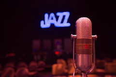 Backstage Jazz Mic and Sign