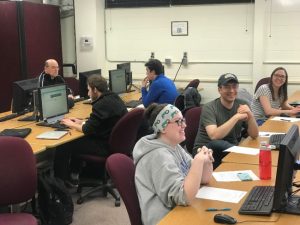 Students at computers