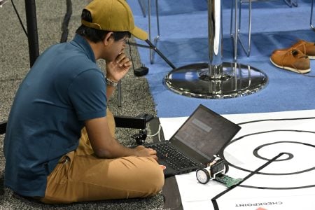 A student on their computer