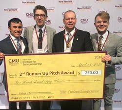 CMU New Venture Competition people holding a big check