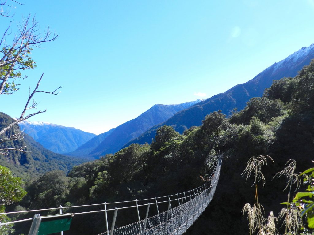 Mitch Kirby crosses the Copeland Valley in Westland Tai Poutini National Park, New Zealand