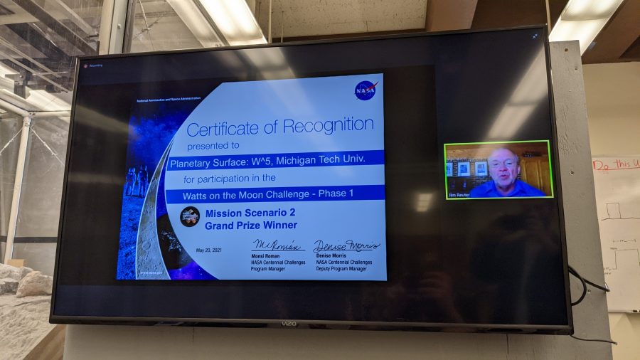 screen shot of certificate during the Zoom ceremony for NASA's Watts on the Moon Challenge