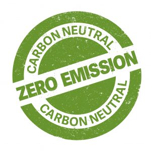 green round zero emission carbon neutral rubber stamp print vector illustration