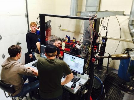 Formula SAE students working on a project in 2014