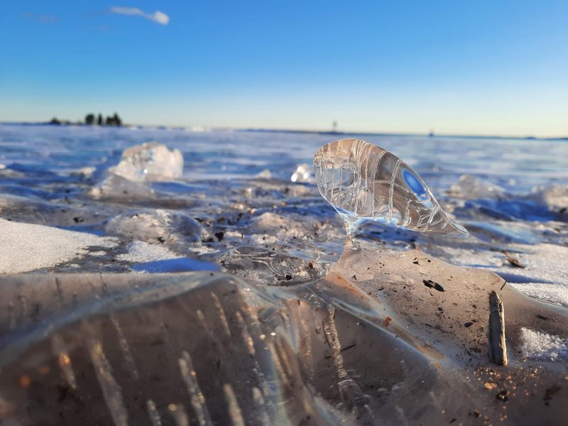 An interesting ice formation on a lake