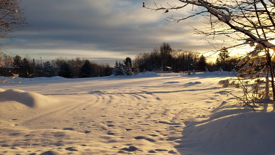 A snowy field