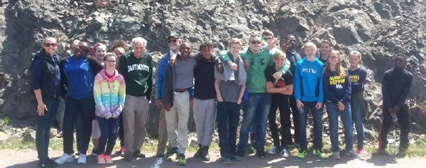 The Marshall Academy students pose with Ted Bornhorst.