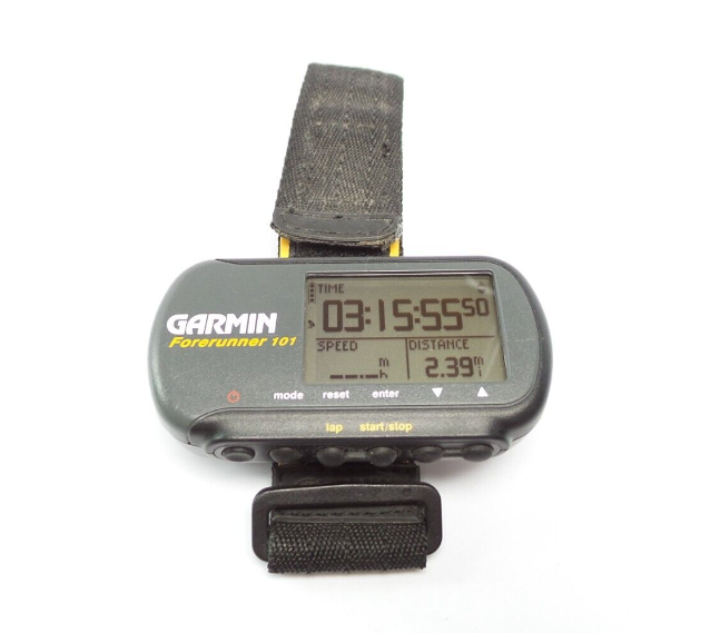 The original Garmin Forerunner, one of the first smart running watches and wearable fitness tracker.