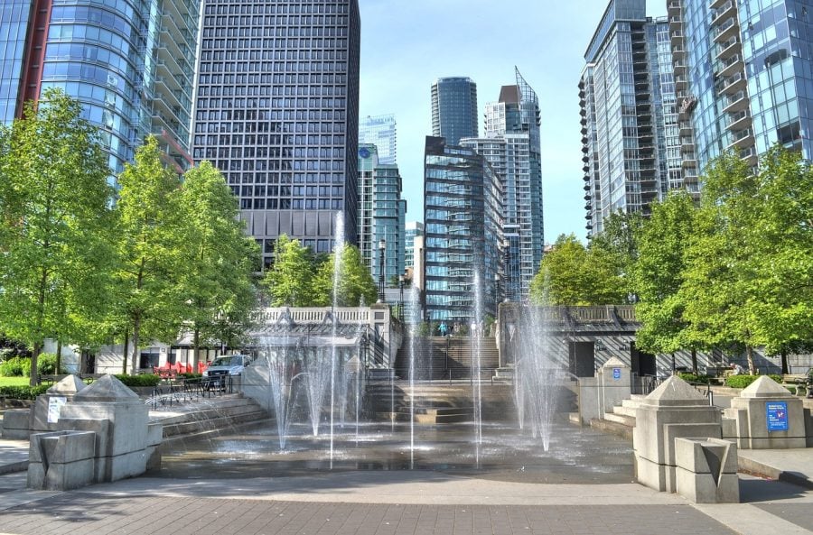 An image of an urban green space in Vancouver, BC.