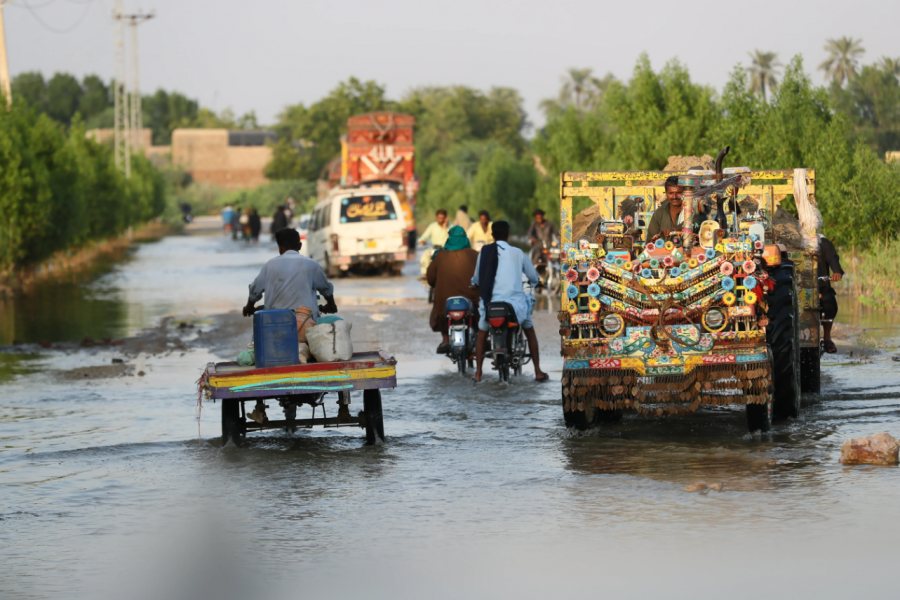 A flooded street in a Pakistani province.