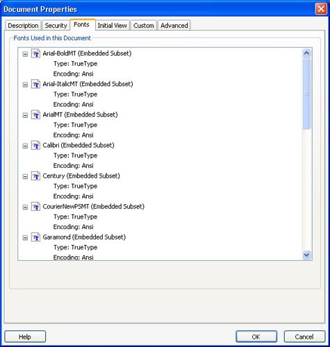 how to check font embedding in pdf