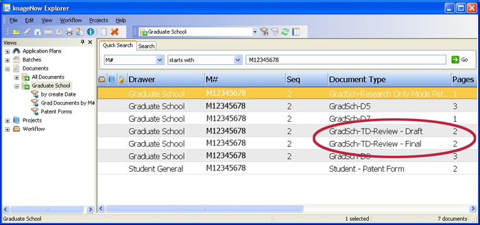The ImageNow Explorer window showing the list of files available.