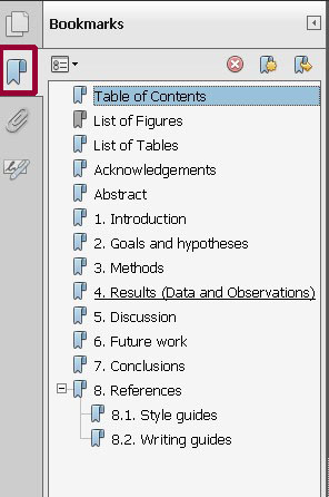 creating a table of contents in adobe