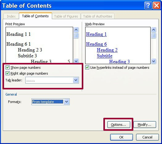 start page one after table of contents mac for word