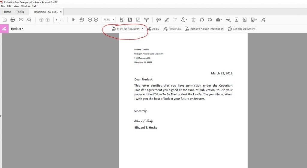 Using the Redaction Tool in Adobe Acrobat Pro | Graduate School Newsblog