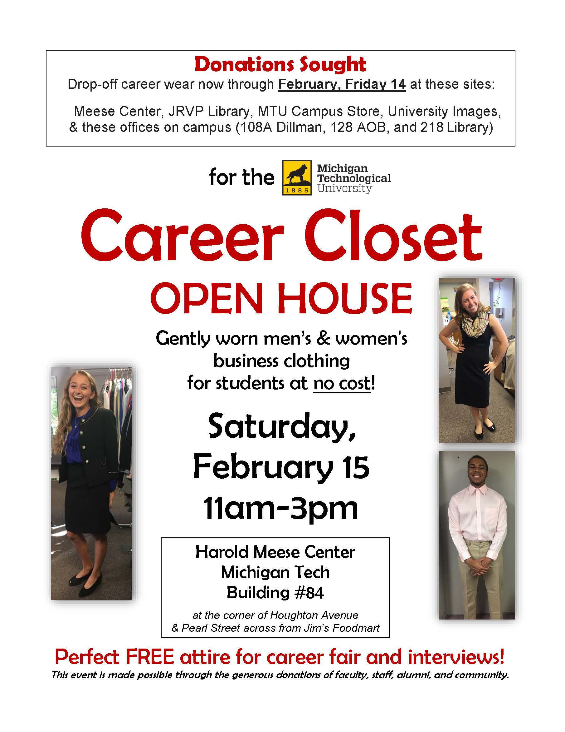 Mens and Womens clothing donations sought for the semi-annual Career Closet