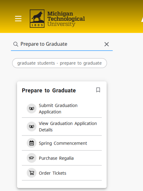 a screenshot of the "prepare to graduate" section in Experience