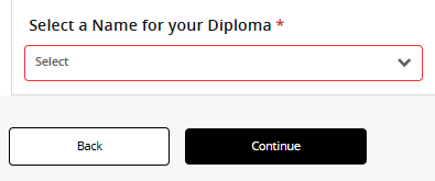Screenshot of "name" section in the graduation application