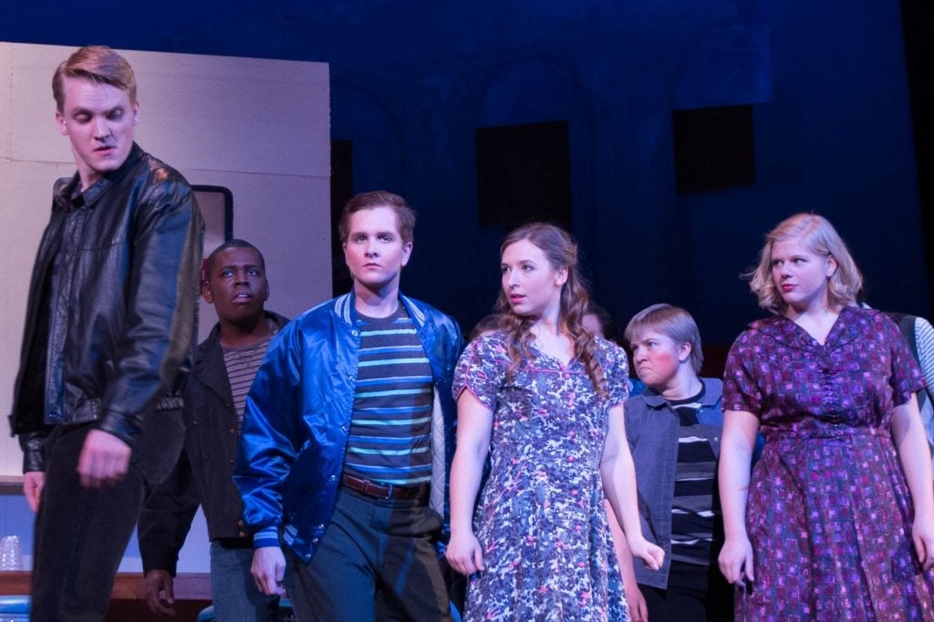 Sarah Jo Martens (center) performing in Tech's West Side Story in 2017