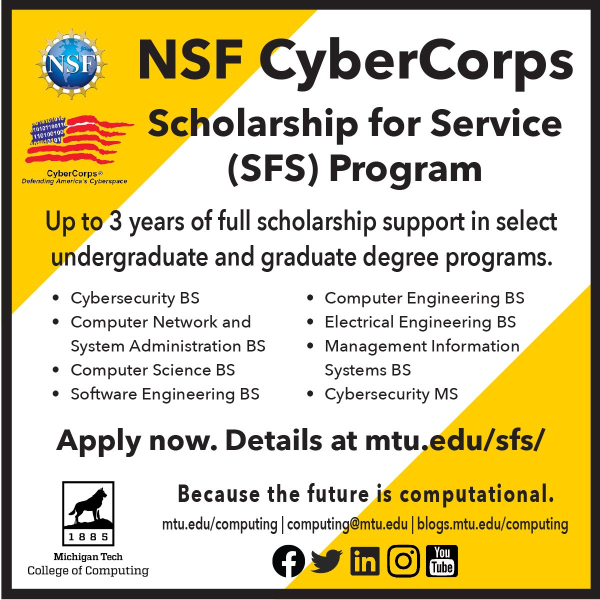 Info Sessions for CyberCorps Scholarship Are March 22, March 30