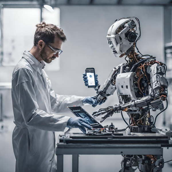 Ethics in AI Art are difficult to navigate as it is hard to balance integrity with the excitement of innovation. Even casual users can generate realistic images like this one, which depicts a human and a robot working on research together