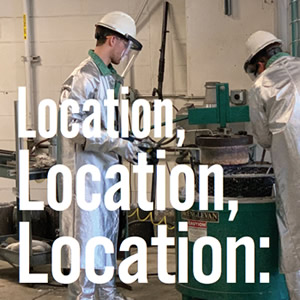 Location article image of two hazard suited people working in a facility