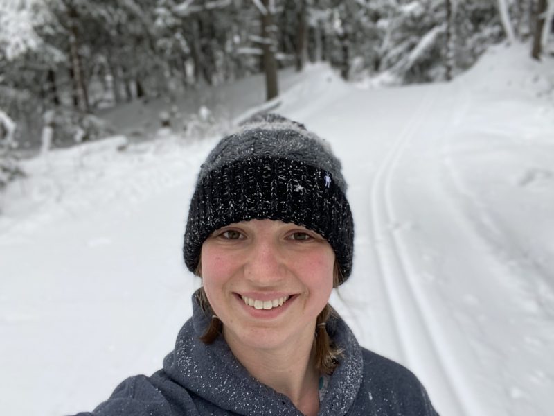 Selfie photograph of Alil Toyli on the Keweenaw Peninsula winter ski trails