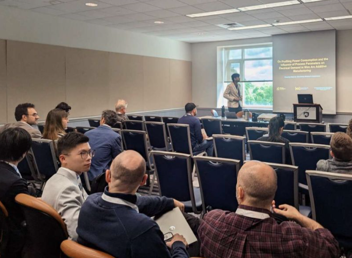MMET PhD student Aditya Cheruvu presents his research on the environmental impact of unrecovered feedstock in powder-based additive manufacturing at MSEC 2026.