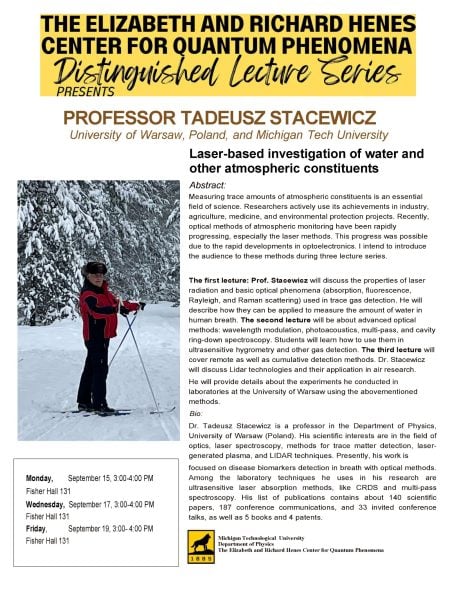 Abstract for lectures on Laser-based investigation of water and other atmospheric constituents