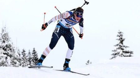 Picture of Deedra Irwin competing in biathlon