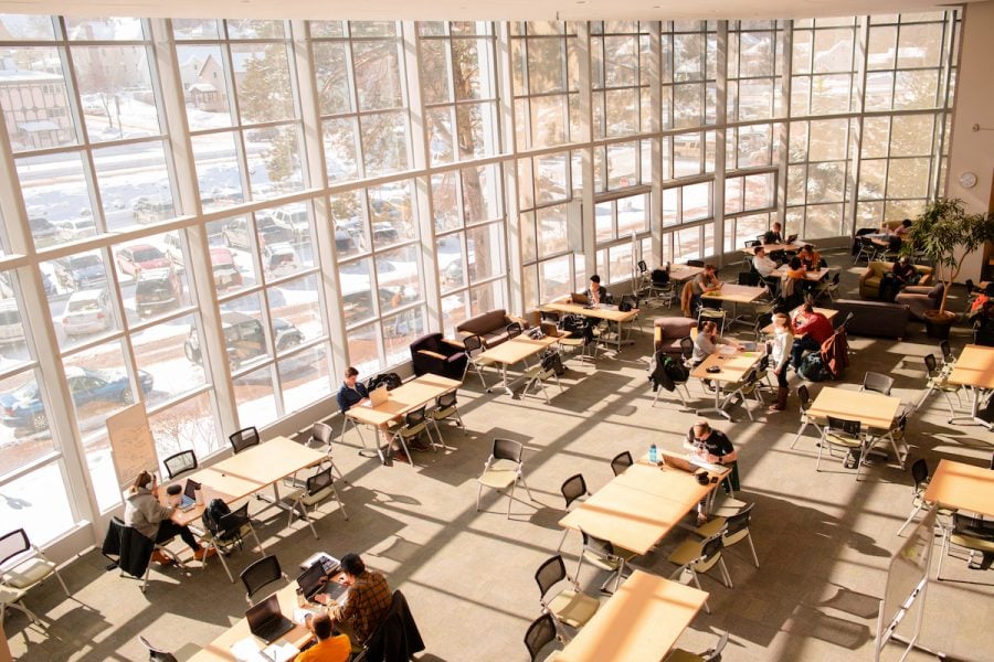 Students studying in the library at Michigan Tech
