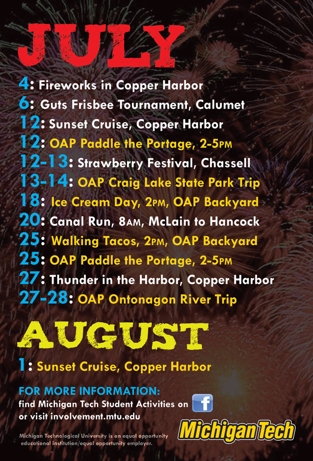 July/August Calendar of Events Student Leadership and Involvement