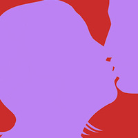 silhouette of two persons kissing