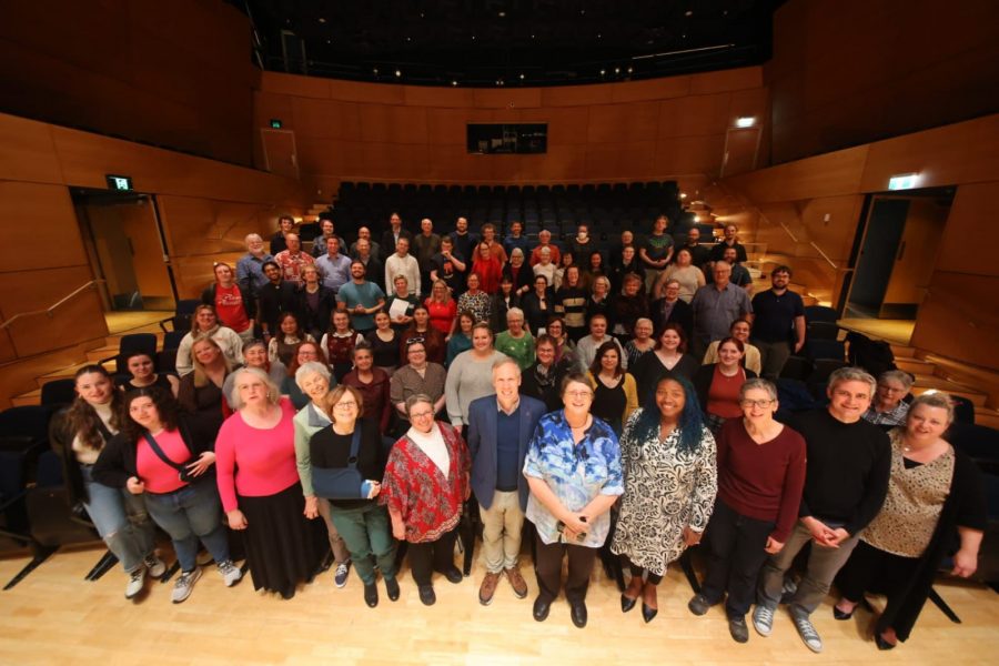 Members of the Michigan Tech Concert Choir and the Hamilton Civic Choir.