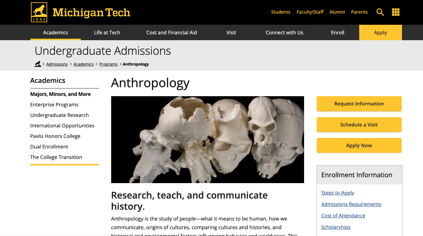 Screenshot of a webpage using a sub-banner header image layout.
