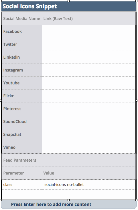 Footer Social Icons snippet.